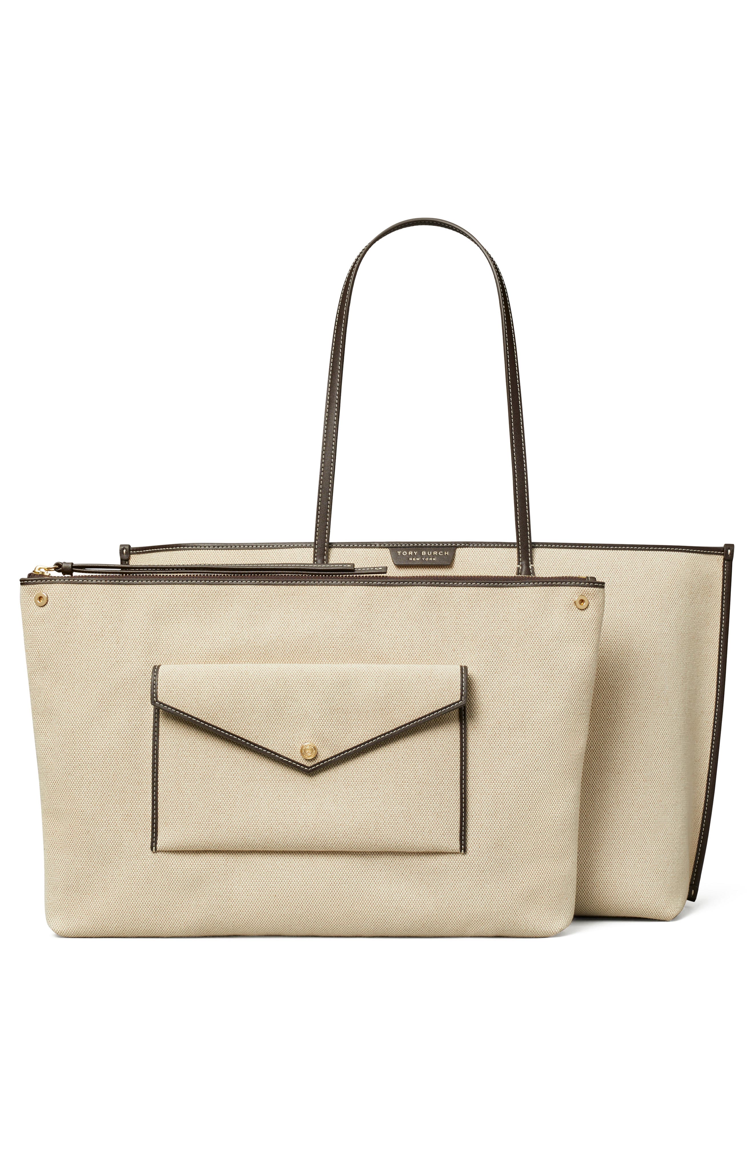 Tory Burch Perry Canvas Tote, Alternate, color, Natural