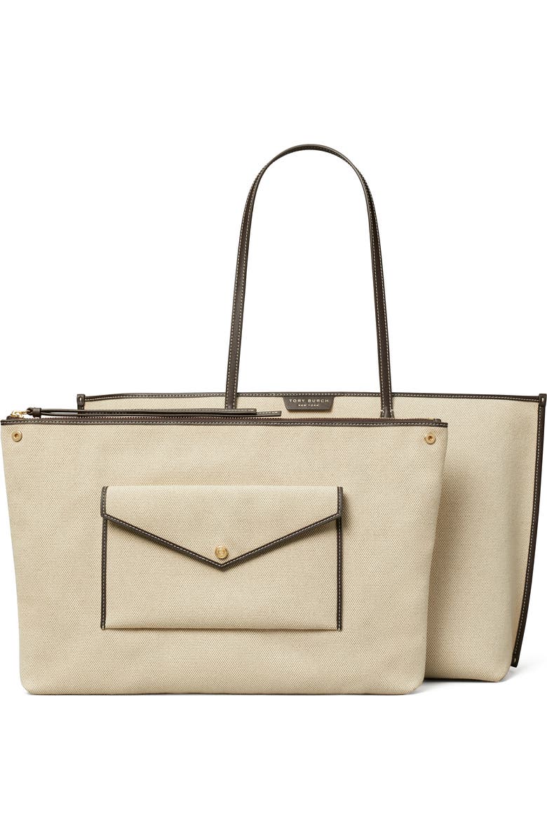 Tory Burch Perry Canvas Tote, Alternate, color, Natural