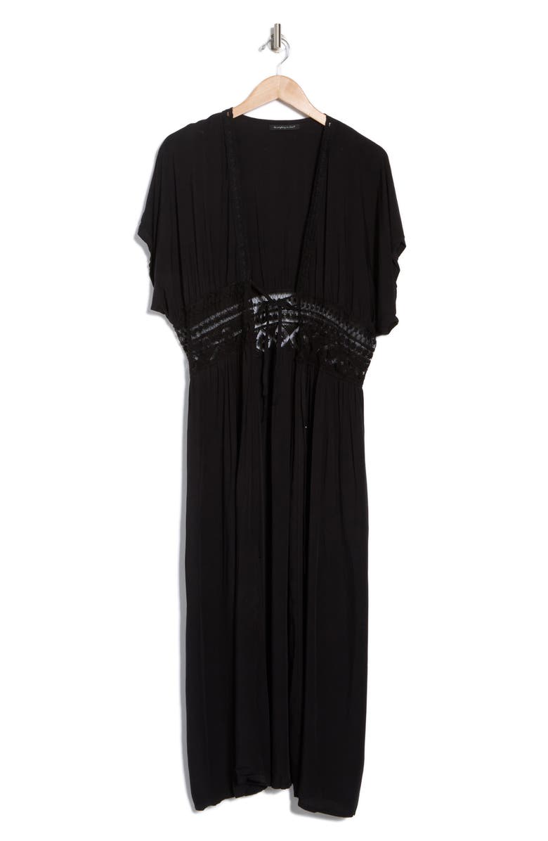 AREA STARS Lace Trim Cardigan Duster, Alternate, color, Black