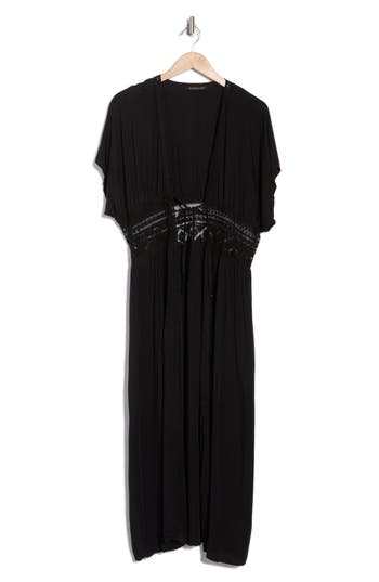 Area Stars Lace Trim Cardigan Duster In Black