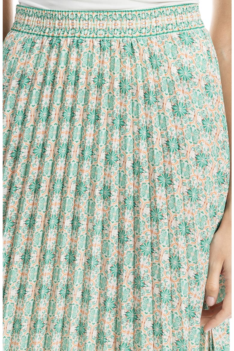 Pleated Maxi Skirt, Alternate, color, GREEN/ CREAM FLORAL