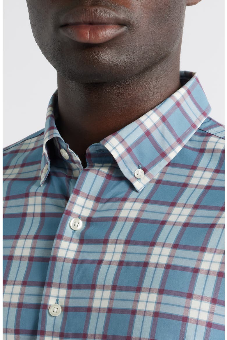 Feldy Plaid Stretch Button-Down Shirt, Alternate, color, LAGUNA BLUE