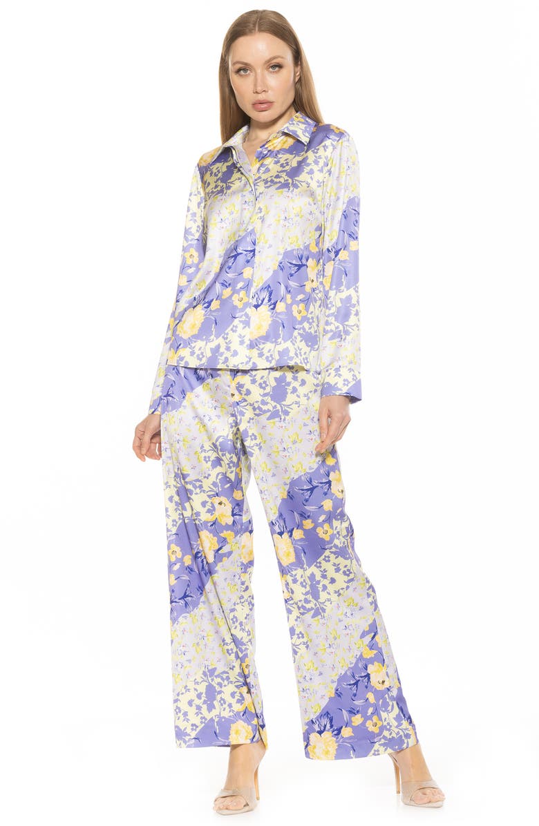 Alexia Admor Ginger Floral Button-Up Shirt, Alternate, color, Lilac Floral