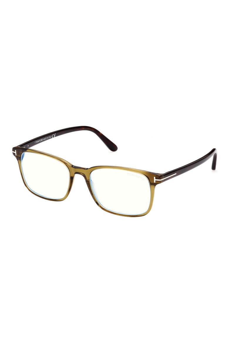 53mm Rectangular Blue Light Blocking Glasses, Alternate, color, SHINY DARK GREEN