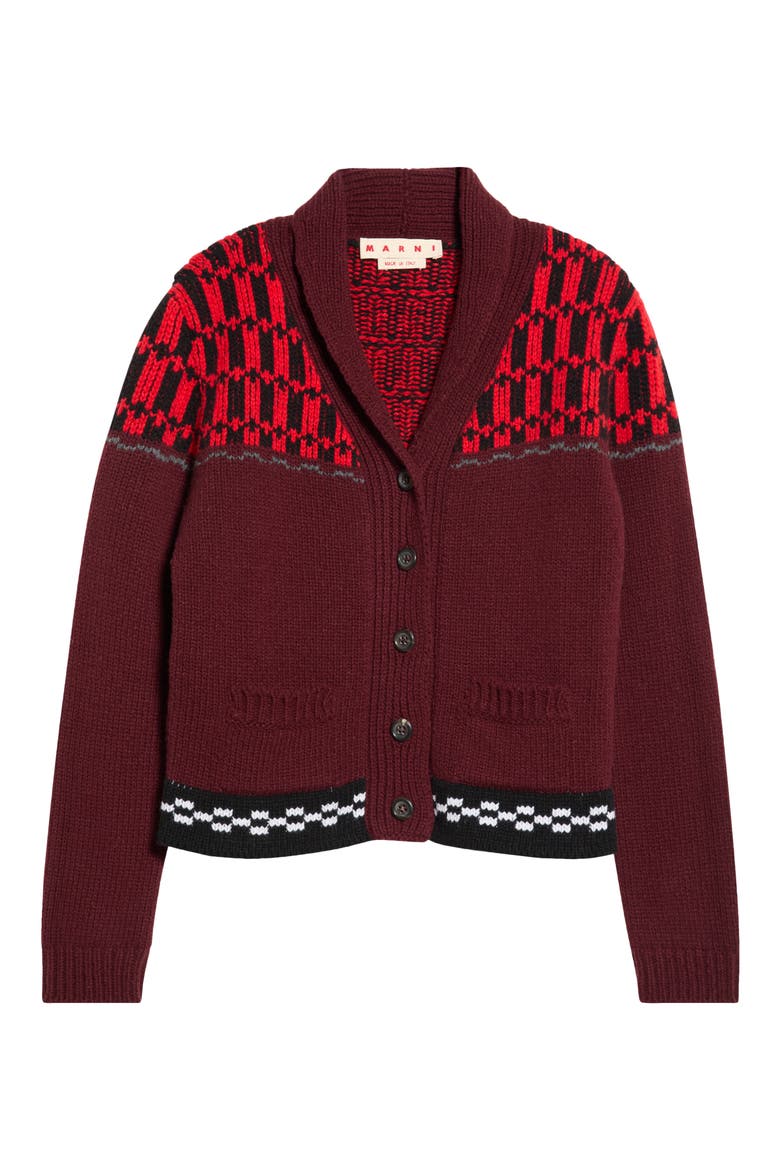 Boxy Jacquard Wool Cardigan, Main, color, JQR92 WINE