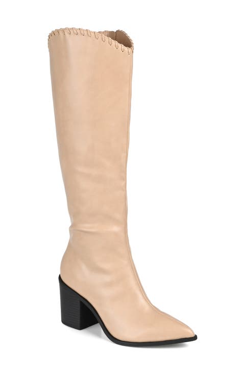 Daria Whipstitch Tall Vegan Leather Western Boot