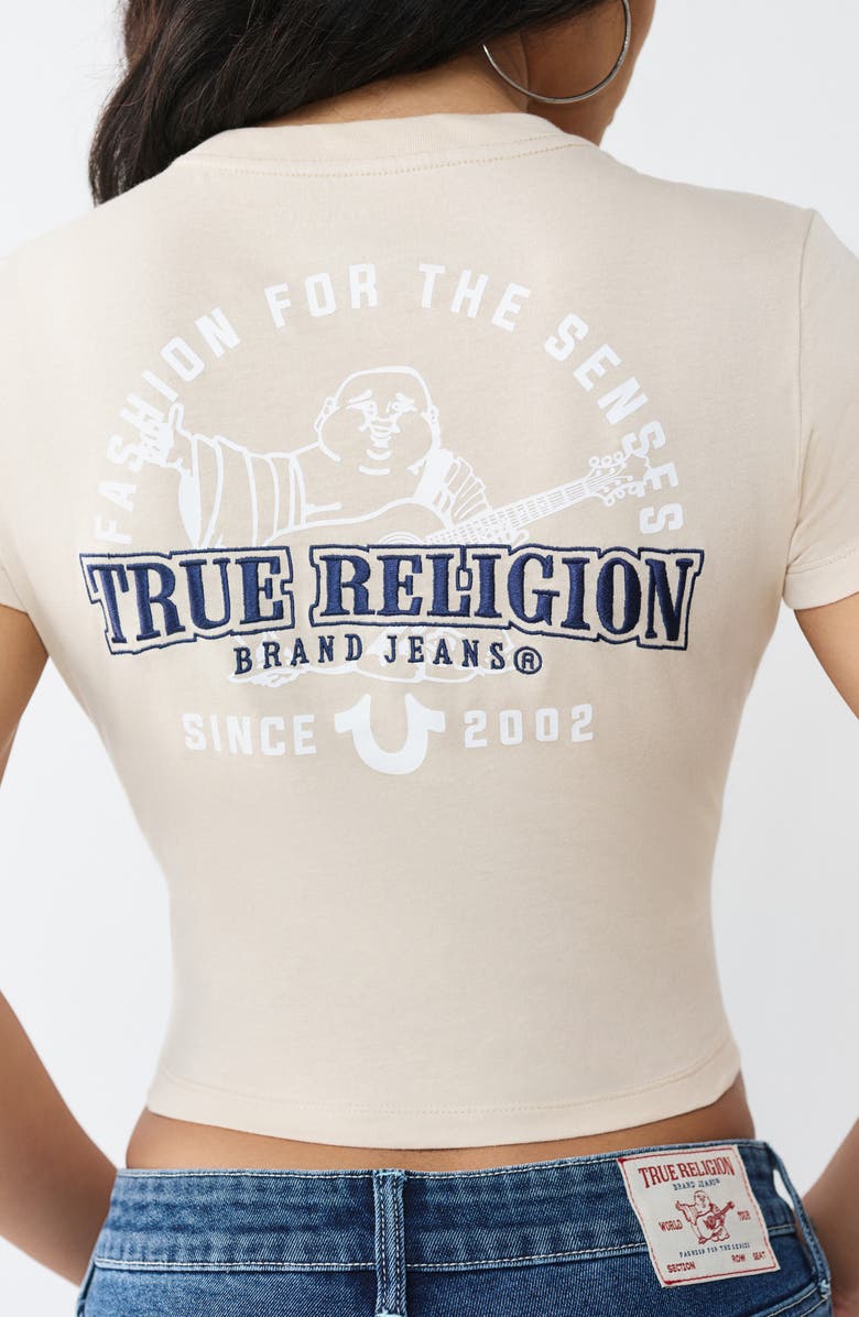 True Religion Buddha Relax Shrunken Tee, Alternate, color, Fog