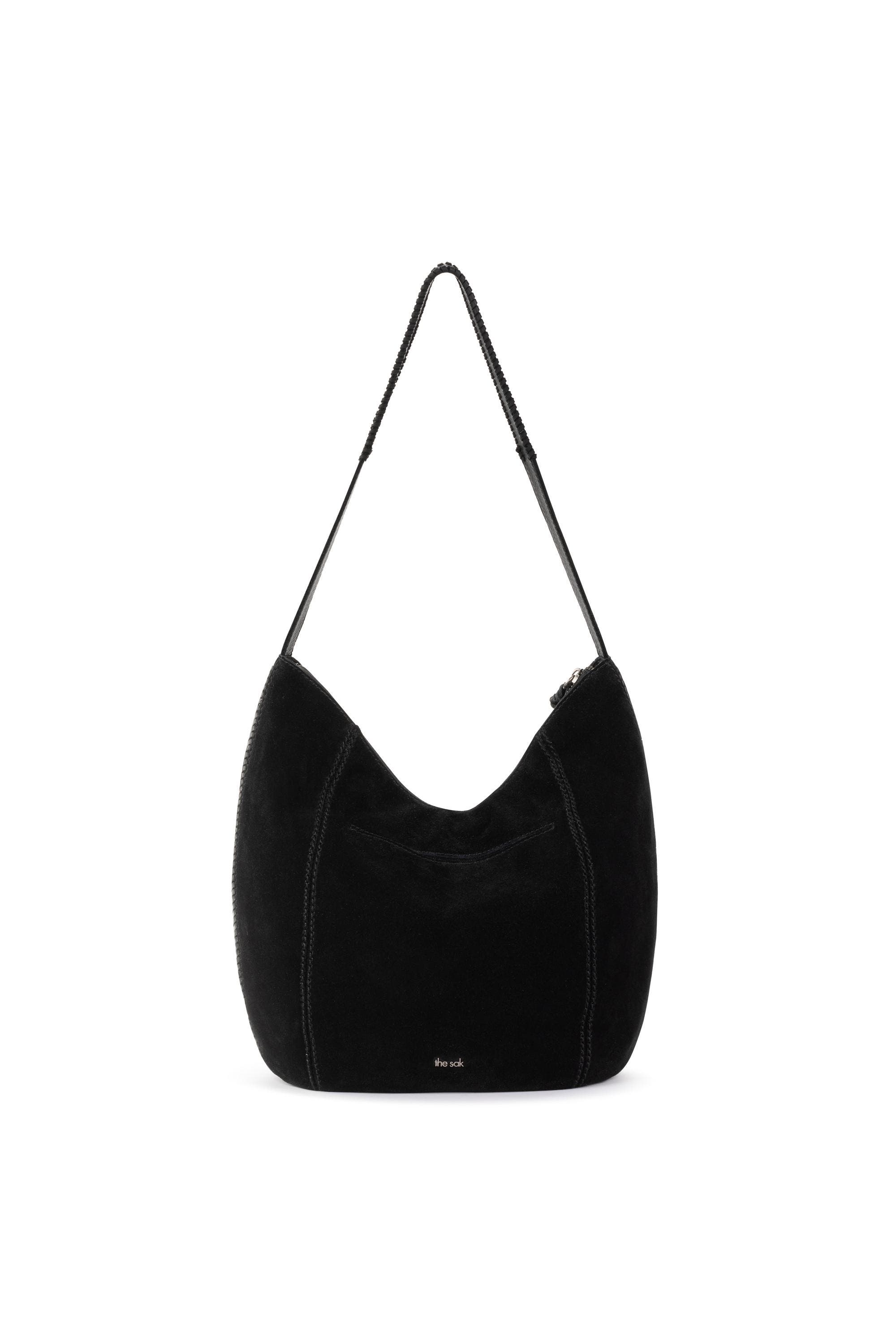 The Sak Sequoia Hobo Leather Bag, Alternate, color, Black Sued Terra Stch
