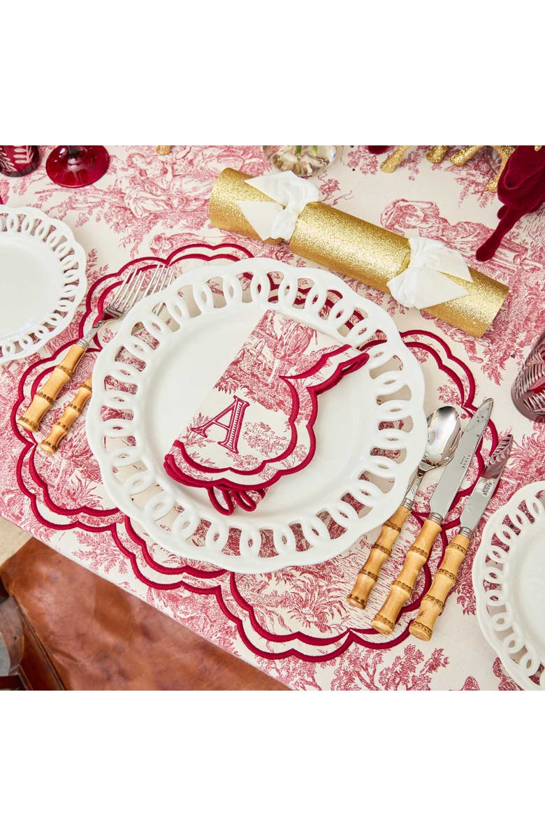 Mrs. Alice Claudette Burgundy Toile Napkins, Alternate, color, Red