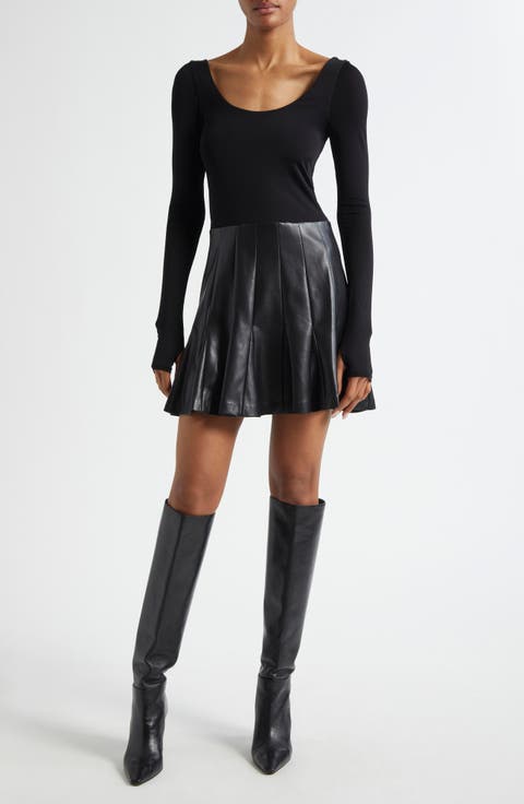 Chara Long Sleeve Mixed Media Minidress
