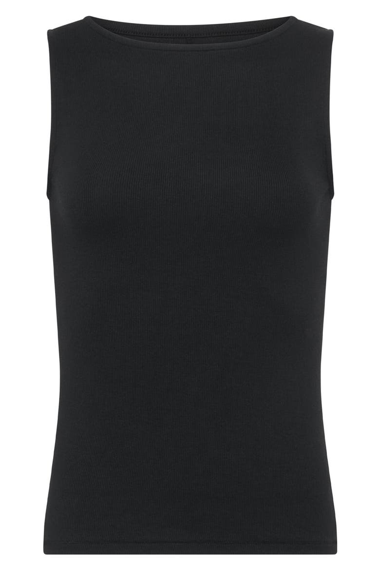 Slinky Boat Neck Rib Tank, Alternate, color, BLACK