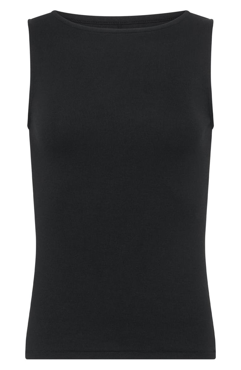 nuuds Slinky Boat Neck Rib Tank, Alternate, color, Black
