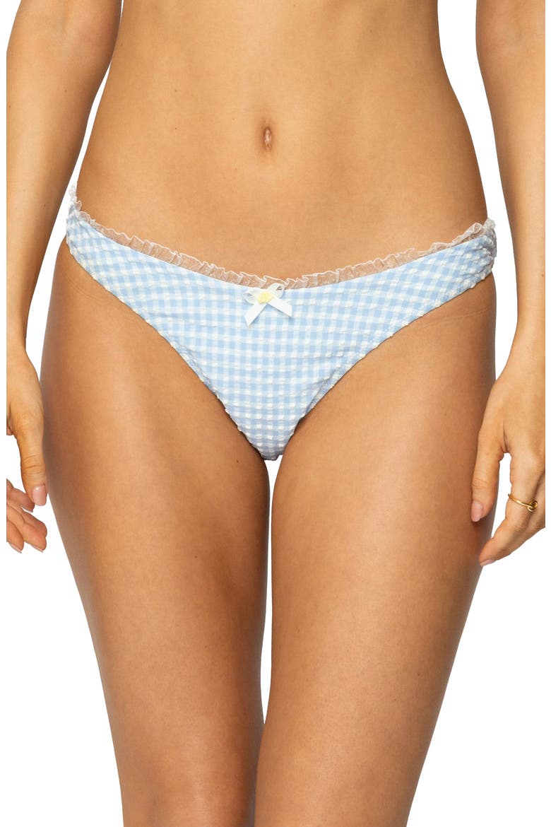 Jordy Gingham Bikini Bottoms, Main, color, BLUE-AND-WHITE