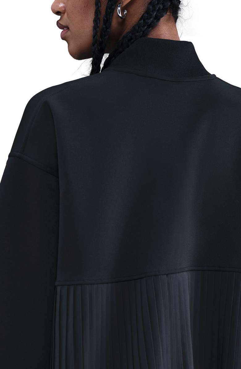 Nike Sportswear Mixed Media Pleated Bomber Jacket, Alternate, color, Black/ Sail