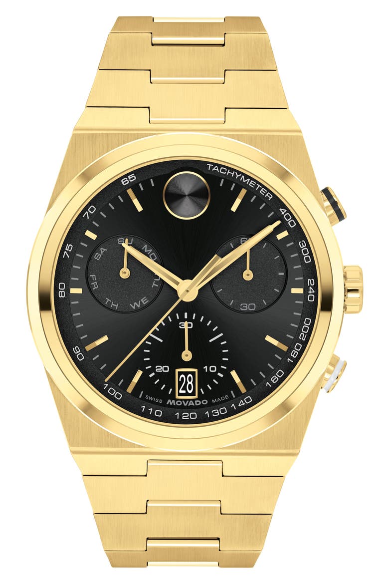 Bold Quest Chronograph Bracelet Watch, 42mm, Main, color, BLACK