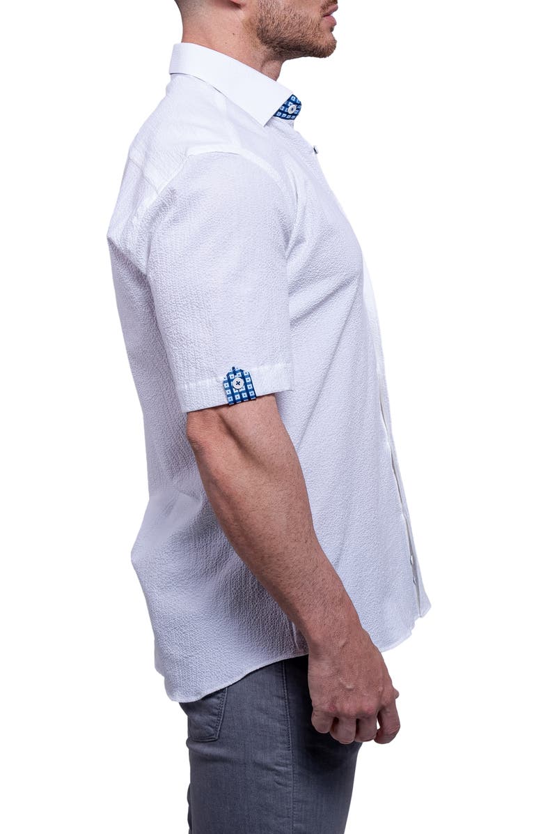Maceoo Galileo Aristocrat Luxe Stretch Cotton Seersucker Short Sleeve Button-Up Shirt, Alternate, color,