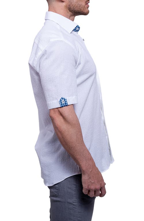 Maceoo Galileo Aristocrat Luxe Stretch Cotton Seersucker Short Sleeve Button-up Shirt