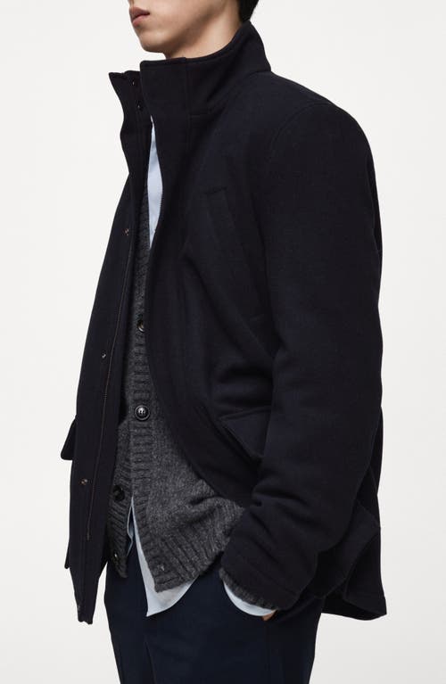 Mango Wool Blend Coat In Dark Navy