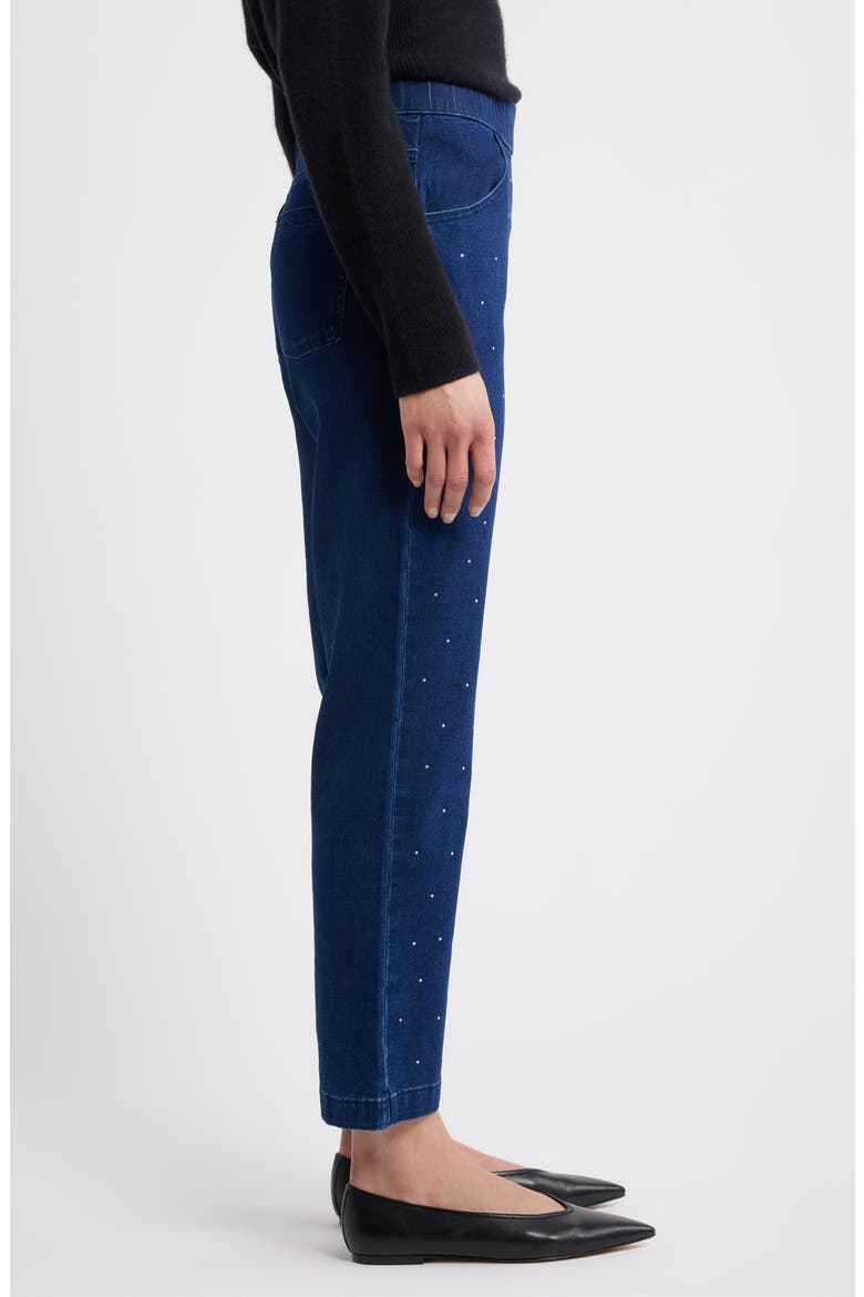Rhinestone Straight Leg Crop Denim Leggings, Alternate, color, DK RINSE