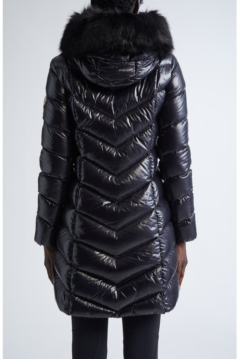 Fulmarus Hooded Down Puffer Jacket with Removable Faux Fur Trim, Alternate, color, BLACK