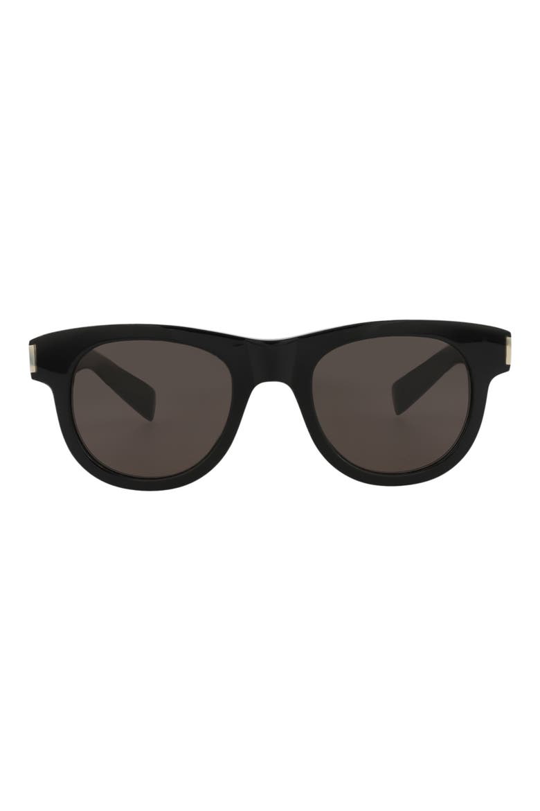 49mm Round Sunglasses, Main, color, BLACK BLACK BLACK