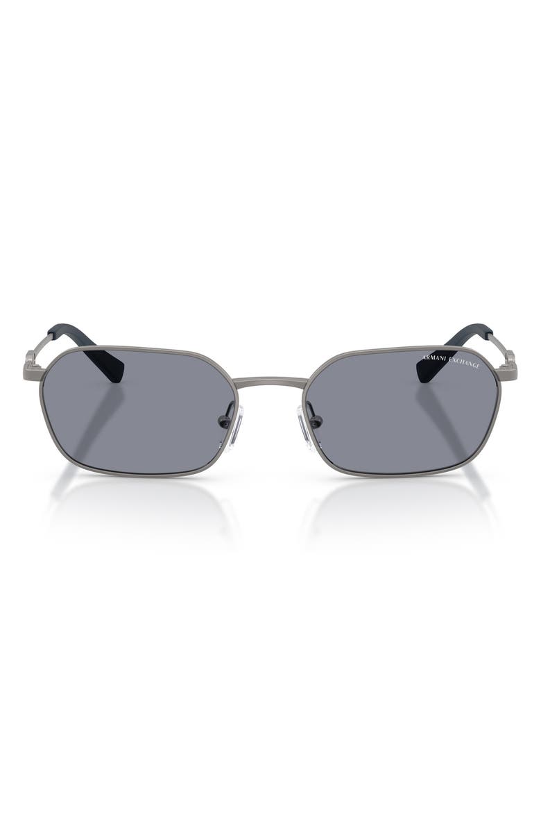 AX Armani Exchange 54mm Irregular Sunglasses, Main, color, Matte Gunmetal / Grey