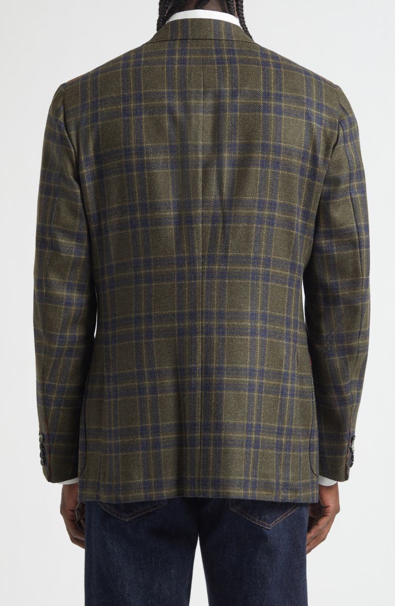 ISAIA Marechiaro Plaid Wool & Silk Soft Sport Coat, Alternate, color, Green