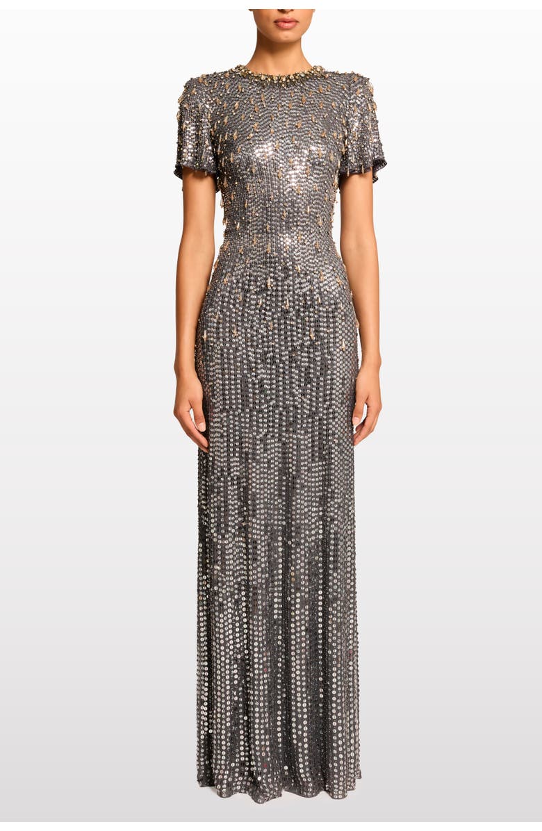 Jenny Packham Serenity Sequin-Embellished Gown, Alternate, color, Shadow Grey