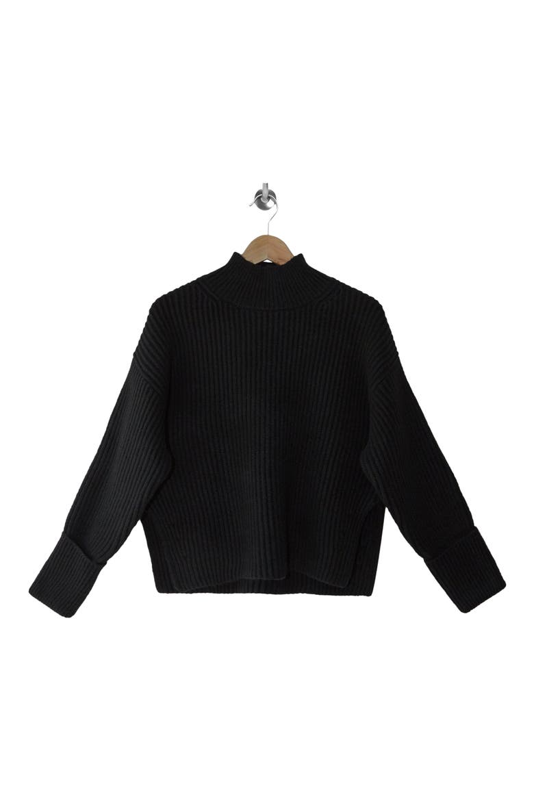 Mock Neck Crop Sweater, Alternate, color, BLACK