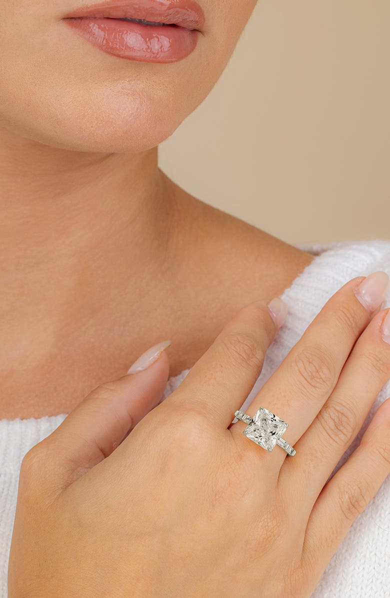 Sterling Forever Princess-Cut Cubic Zirconia Ring, Alternate, color, Silver