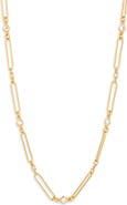 Nordstrom Cubic Zirconia Station Paper Clip Chain Necklace