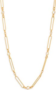 Nordstrom Cubic Zirconia Station Paper Clip Chain Necklace