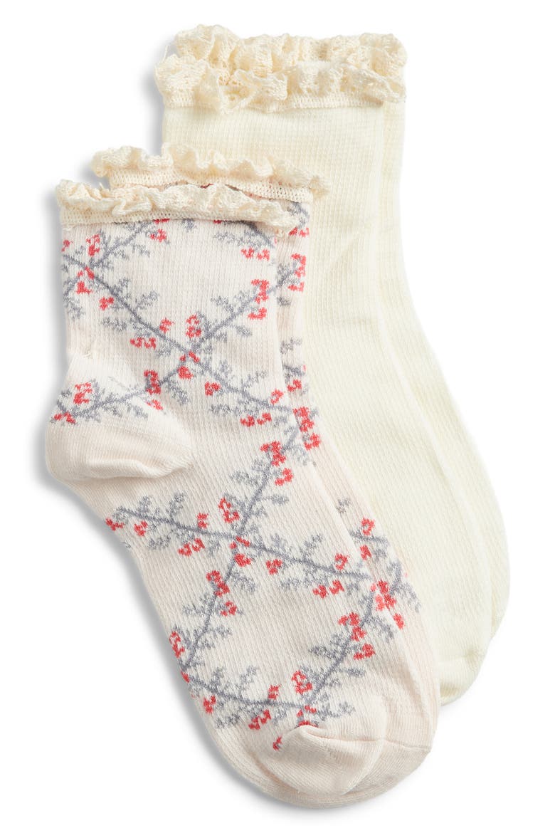 Assorted 2-Pack Lace Trim Trellis Socks, Main, color, ROSE NECTAR