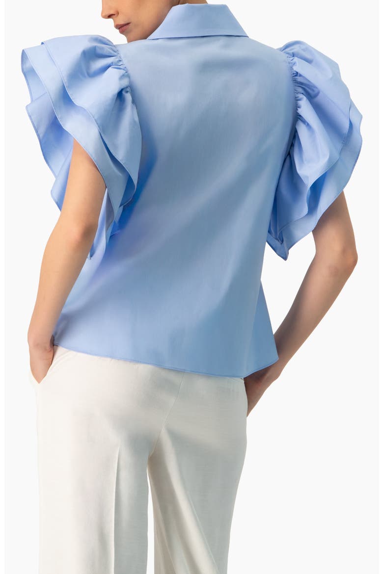 Solid Shirt with Ruffled Sleeves, Alternate, color, Light Blue
