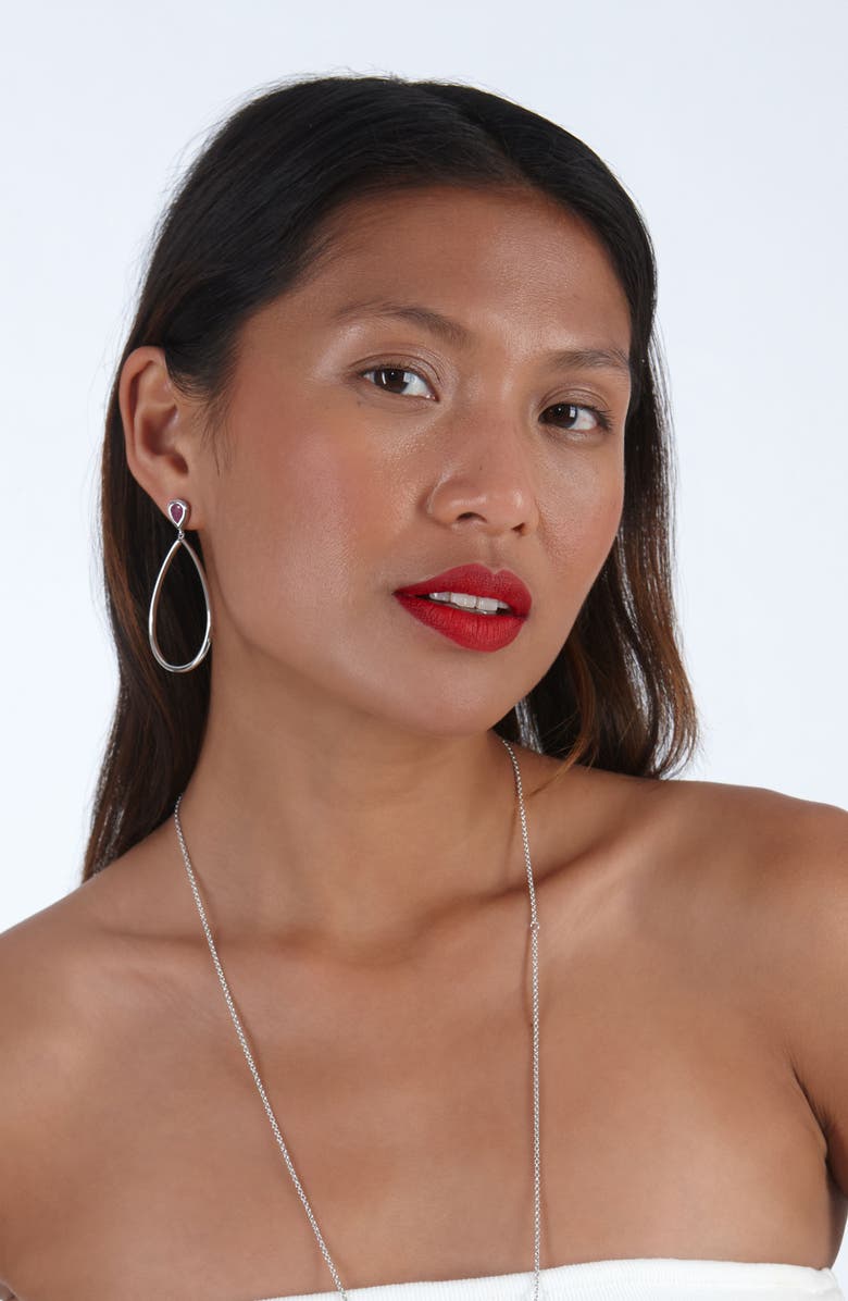 Lucy Quartermaine Petal Drop Earrings with Pear Cut Ruby, Alternate, color, Sterling Silver