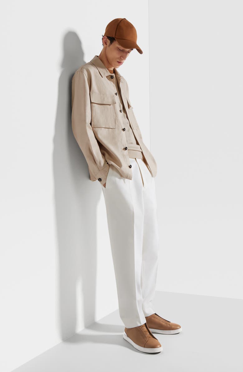 ZEGNA Oasi Linen Twill Overshirt, Alternate, color, Iuta Beige