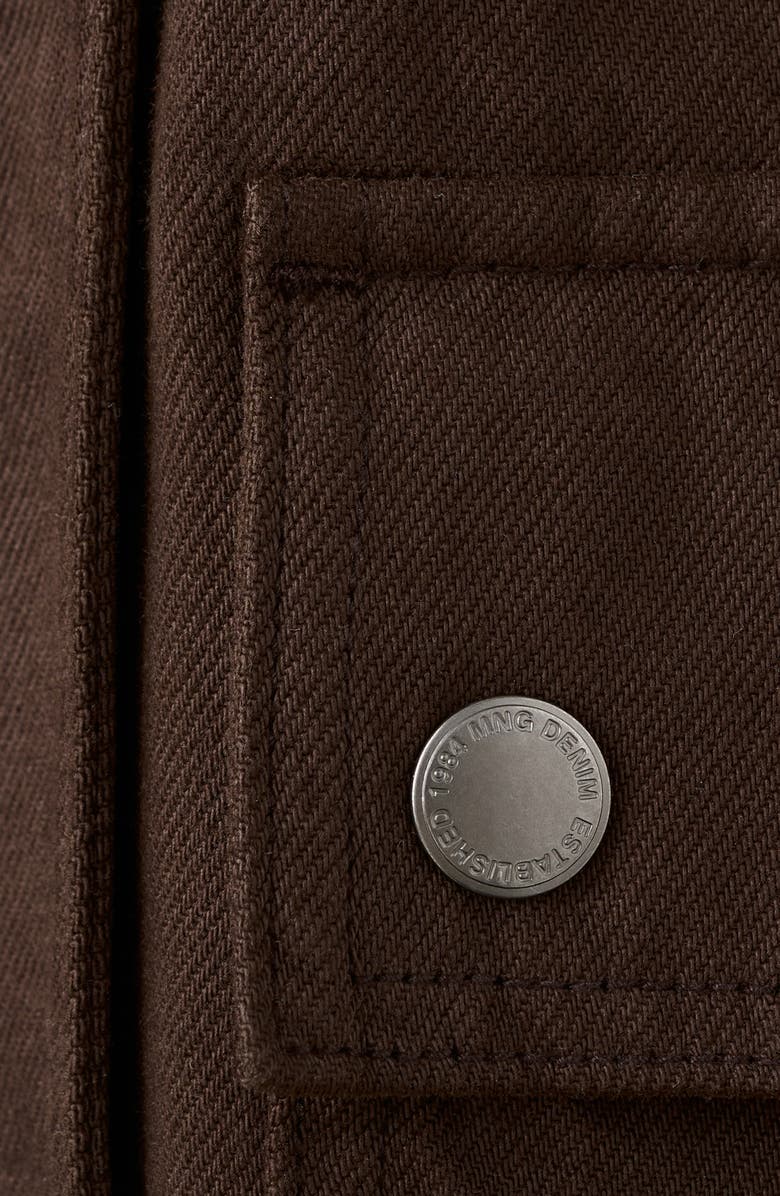 MANGO Denim & Faux Leather Barn Jacket, Alternate, color, Chocolate