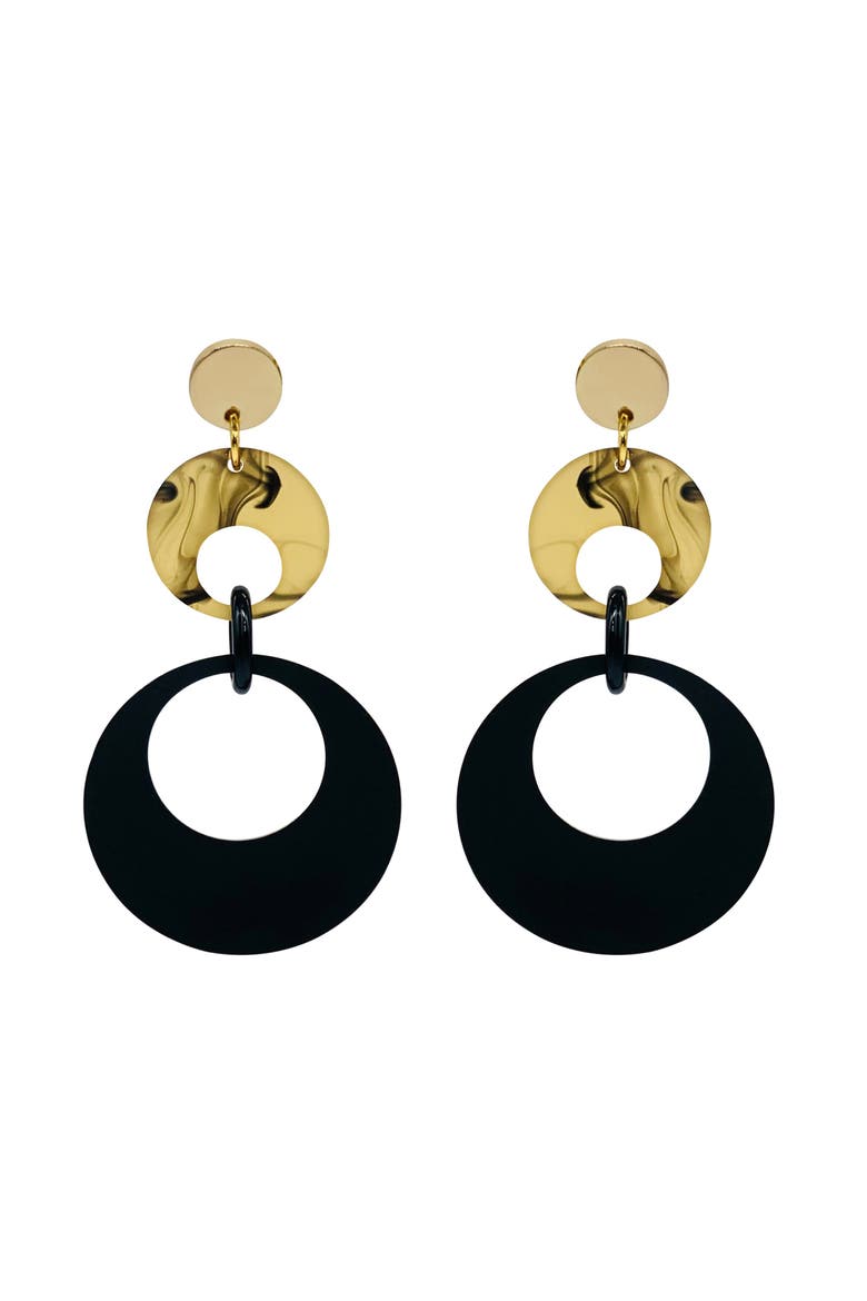 Swinging Circle Drop Earrings, Main, color, Black & White Tortoiseshell