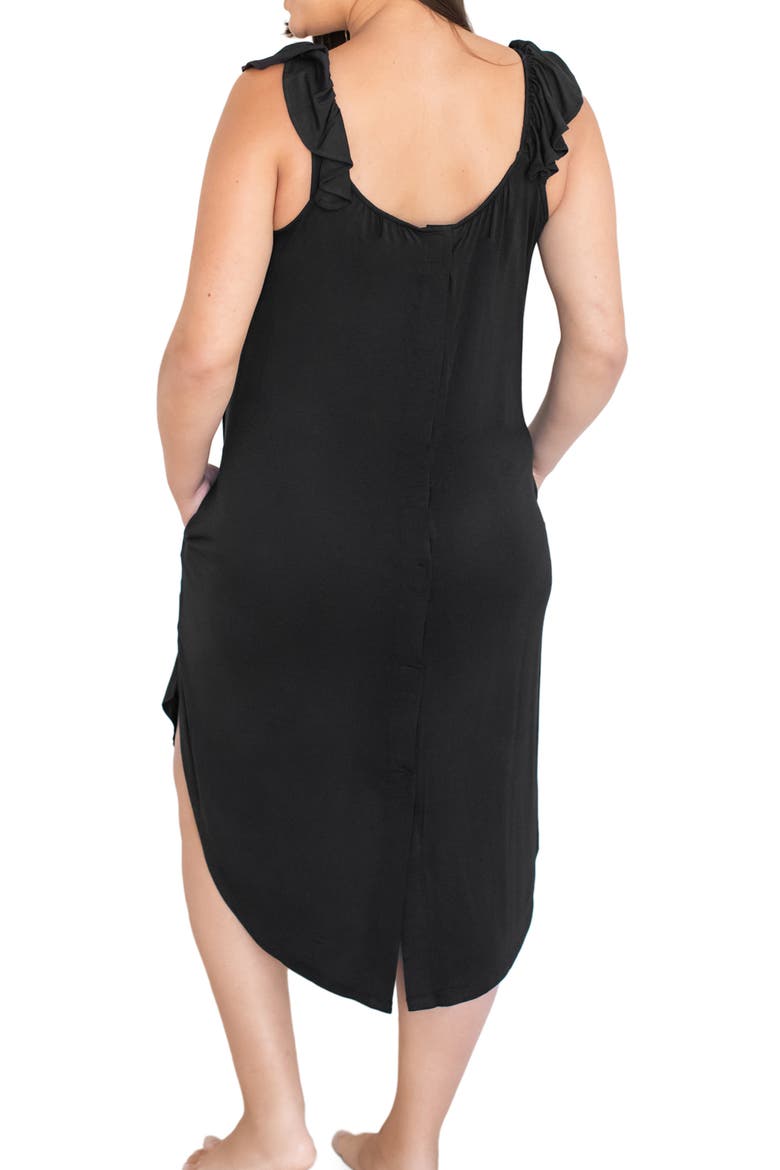 Ruffle Strap Labor & Delivery Gown, Alternate, color, BLACK