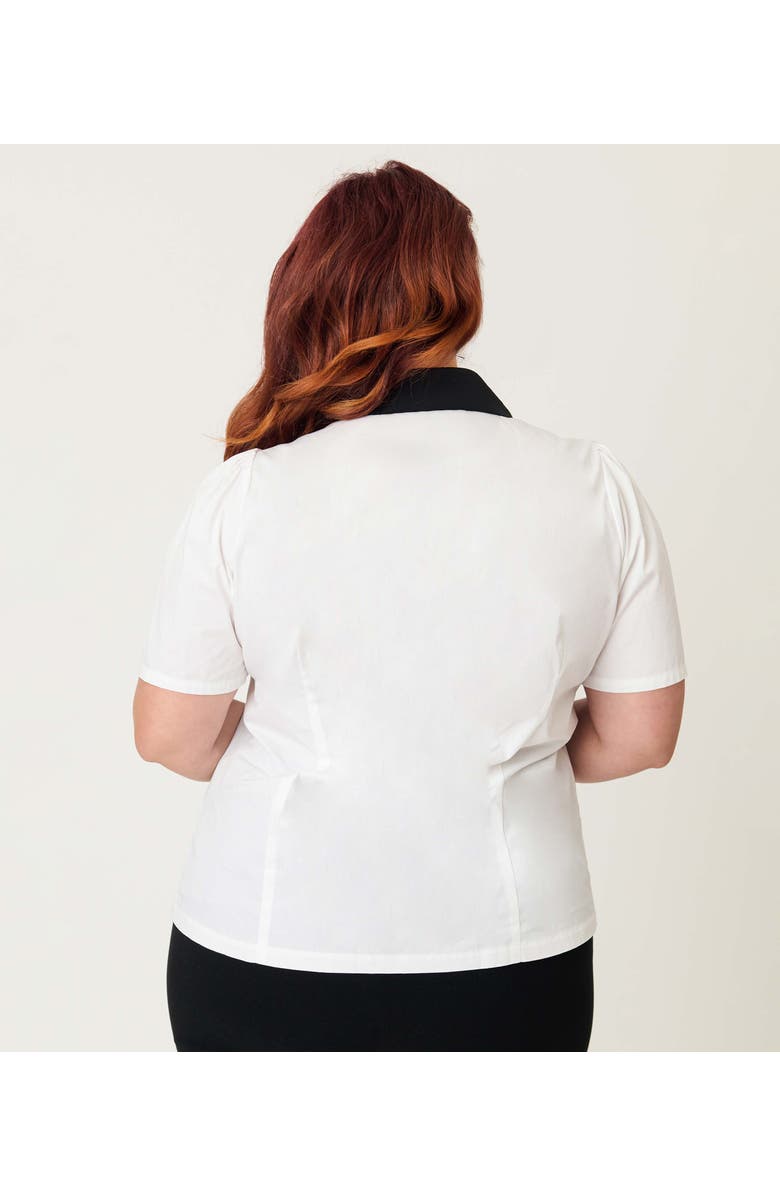 Unique Vintage Plus Size 1940s Collared Blouse, Alternate, color, White W/ Black Collar