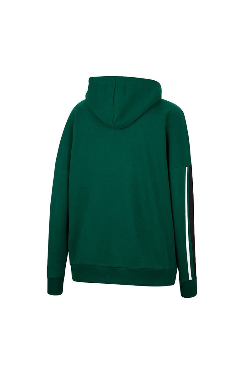 COLOSSEUM Women's Colosseum Green Michigan State Spartans Serena Oversized Sleeve Striping Pullover Hoodie, Alternate, color, 