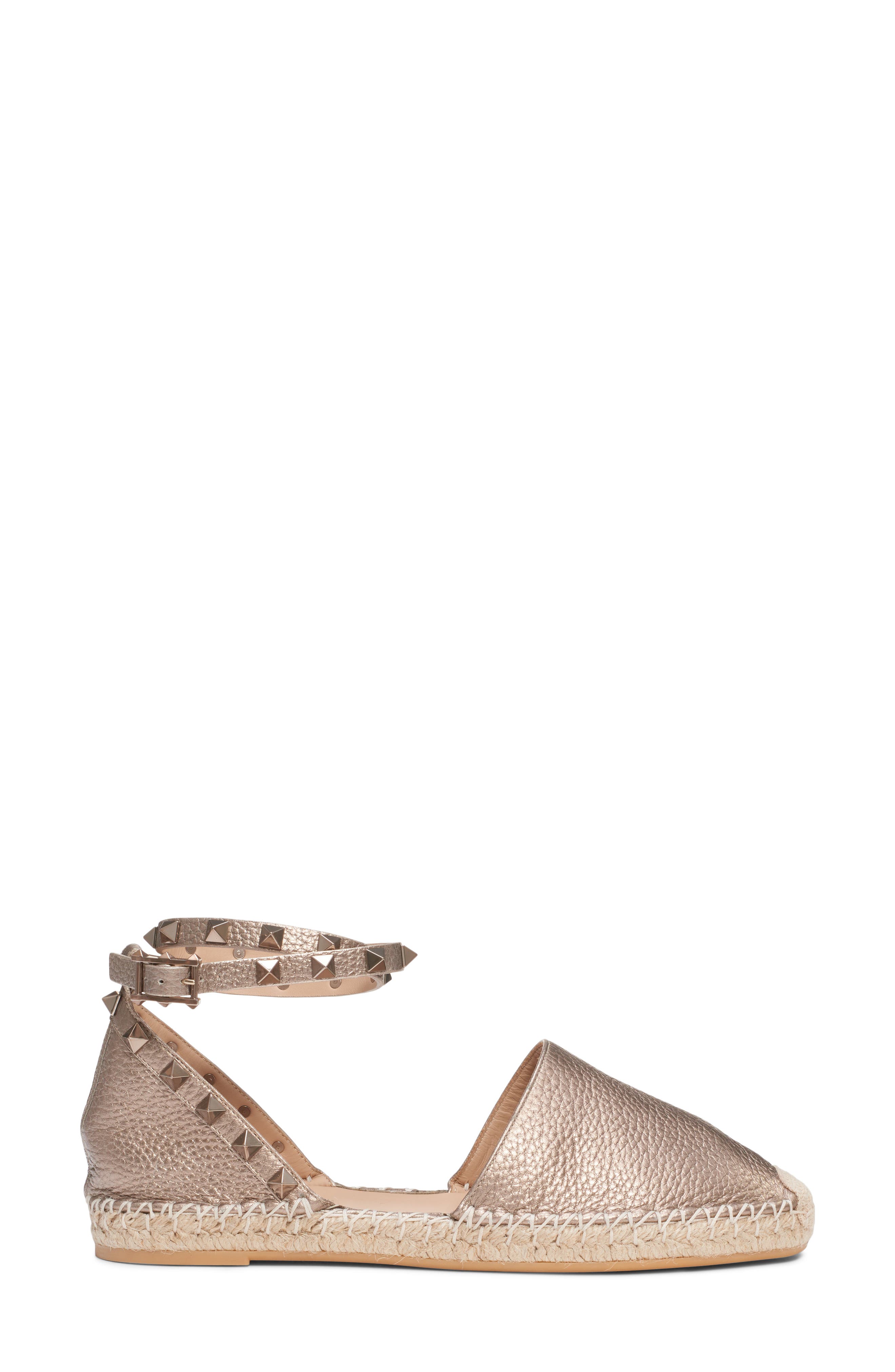 Rockstud Espadrille Sandal, Alternate, color, GOLD/ NATURAL