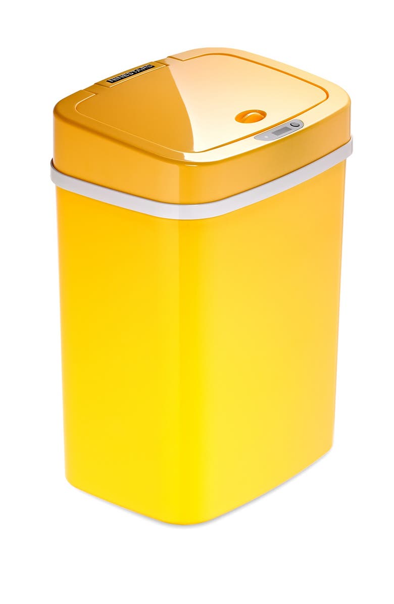 NINESTARS Yellow Motion Sensor Trash Can - 12 liters, Main, color,
