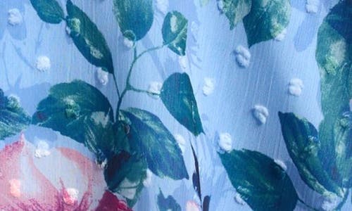 Ava & Yelly Kids' Twist Front Floral Print Skater Dress In Blue