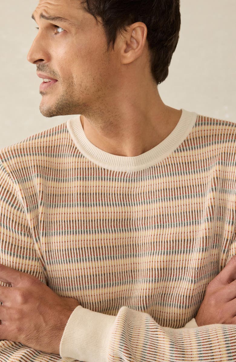 Faherty Sunwashed Stripe Organic Cotton Sweater, Alternate, color,