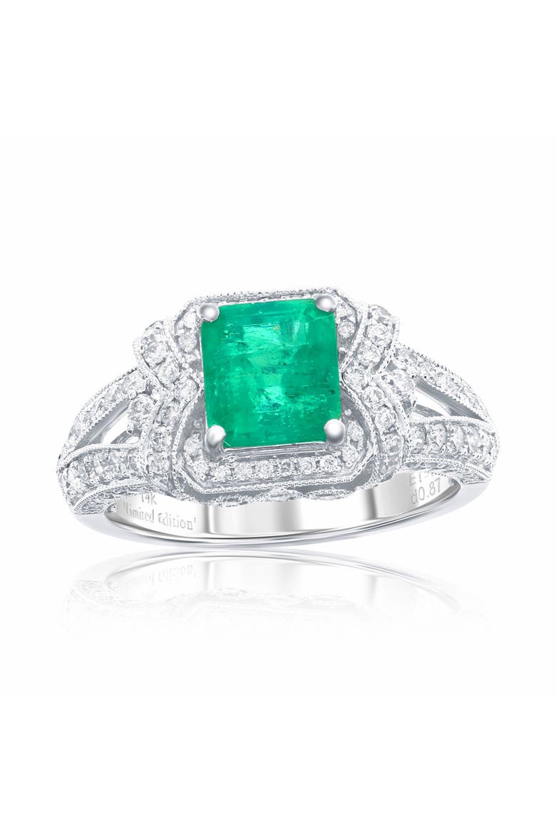 14K Gold 1.42ct Emerald & 0.87cttw Diamond Ring, Main, color, Green