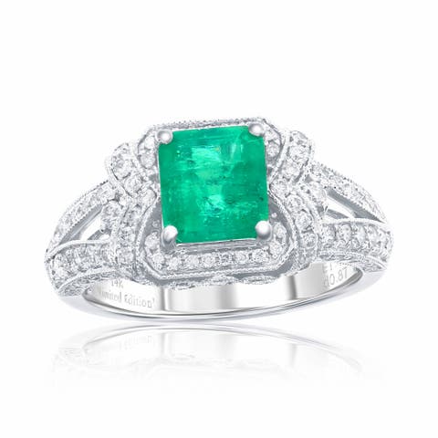 14K Gold 1.42ct Emerald & 0.87cttw Diamond Ring