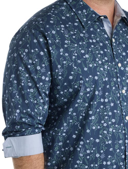 Synrgy By Dxl Big & Tall Floral Print Sport Shirt In Blue