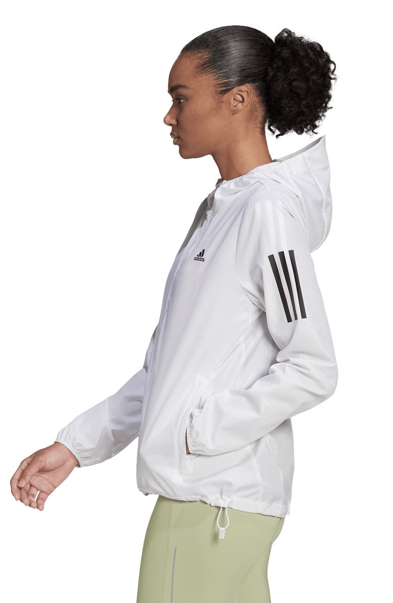 adidas Own The Run Hooded Running Windbreaker Jacket, Alternate, color, White