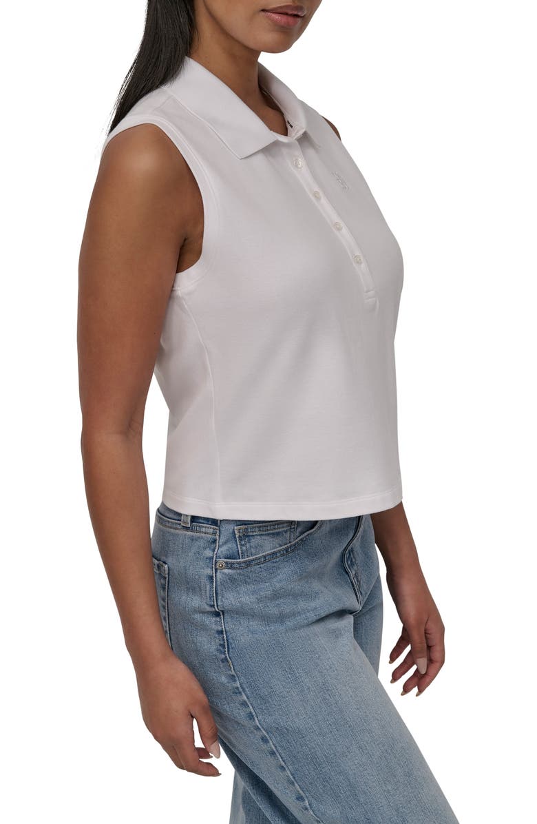 DKNY Jeans Sleeveless Crop Knit Polo, Alternate, color, White